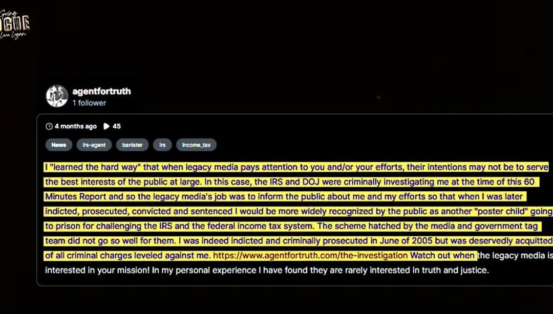 Agent for Truth — CPA & IRS Special Agent Resigns and Has Not Paid Fed Income Tax Since the 1990’s!
